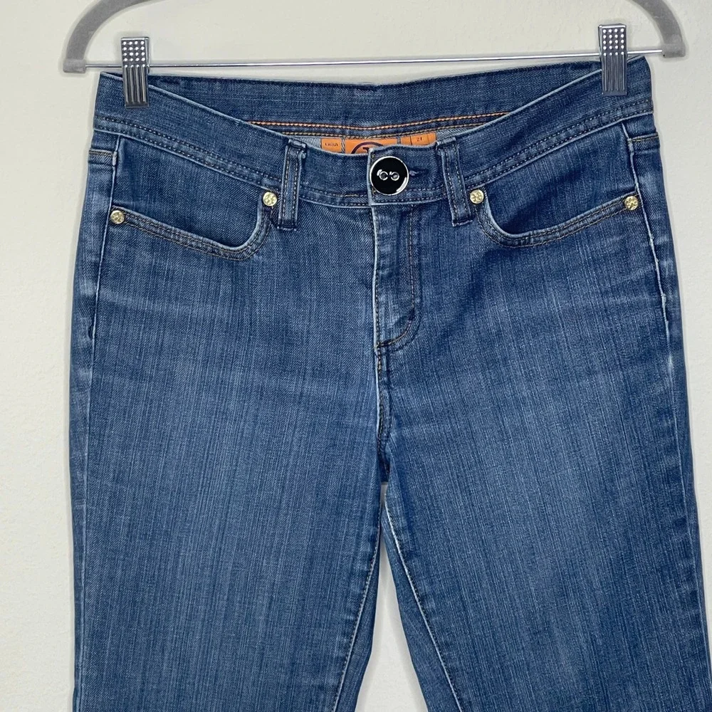 Tory Burch Women Bootcut Jeans Blue Wash Button Fly‎ Size 27